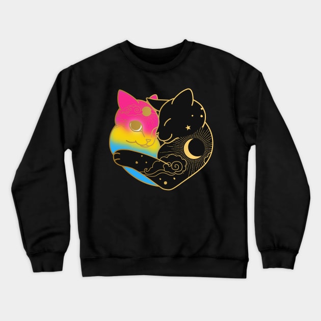 Pansexual Celestial Cat Heart Crewneck Sweatshirt by Psitta